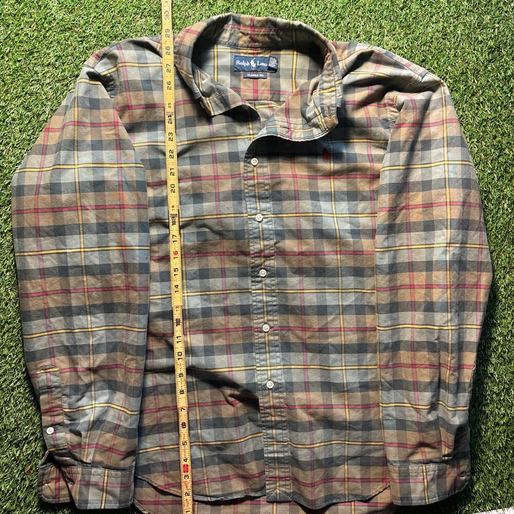 Ralph Lauren Classic Fit Plaid Button Up Shirt Mens XL Long Sleeve